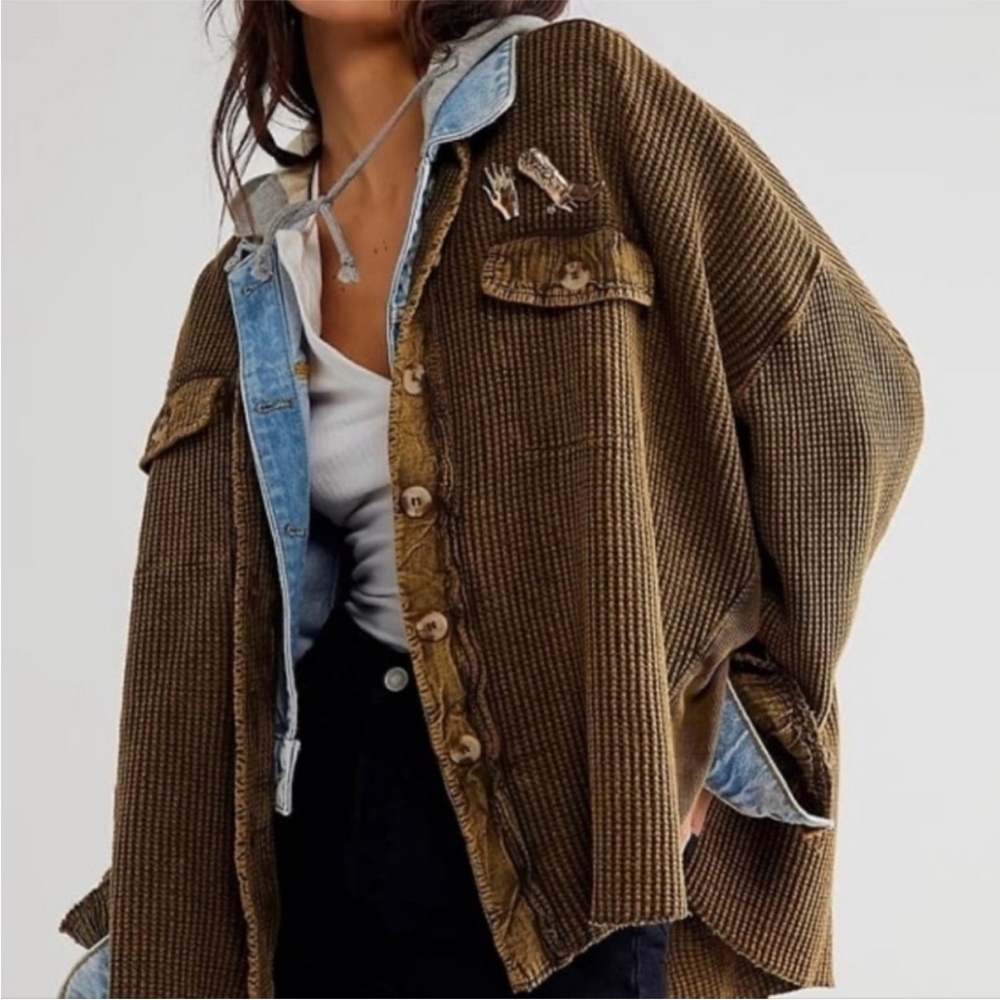Free People One S Scout Thermal Jacket Top Green - Picture 2 of 10